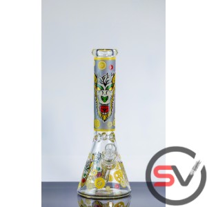 GEARED WEREWOLF GLASS BEAKER WATER PIPE 14inch (GLOW IN DARK)